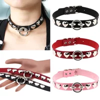 Punk Personality Super cool Rock and roll Trend Circle Multicolored Leather Stainless steel Necklace Clavicle chain Simple