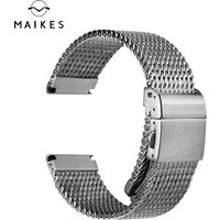 MAIKES 316L Stainless Steel Watch Strap For Rolex Omega IWC Breitling 20mm 21mm 22mm Milanese Woven Watch Band