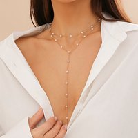 Ingemark Vintage Elegant Imitation Pearl Long Chain Necklace Women Goth Sexy Beads Tassel Chest Choker Wed Jewelry Accessories