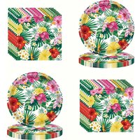 Aloha Hawaii Theme Disposable Tableware Tropical Turtle Leaves Flower Plates Napkin Happy Summer Aloha Birthday Party Decor