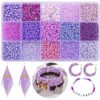 3700pcs15 Color 4mm Small Assorted Glass Seed Beads,3mm Bugle Beads Friendship Bracelet Kit2mm Tiny Tube Bead for Jewelry Making