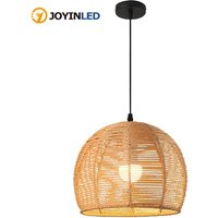 Boho Rattan Chandelier for Dining Room 30CM Hand Woven Farmhouse Pendant Light Fixture Coastal Wicker Hanging Ceiling Light
