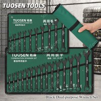 TUOSEN Dual Purpose 8-24mm Auto Repair Plum Blossom Opening Black Wrench Bag Set with Multiple Combinations for Easy Carrying