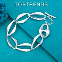 Fashion Charm Jewelry Women 925 Sterling Silver Geometric Bracelet Beautiful Gift For Wedding Birthday Party Simple Accessories