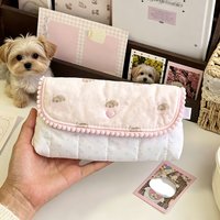 Korean Star Little Pencil Case Dual Stationery Zipper Pouch Coin Wallet Card Holder Portable Kawaii School Season Storage Bags