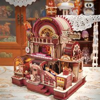 DIY 3D Wooden Puzzle Mechanical Dessert Atelier,Miniature Model with Light & Music,Creative Birthday Gift Home Decor for Adults