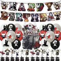 Birthday party supplies, Hollow Knight theme, festival party decoration, flag balloon cake, dessert arrangement, gift