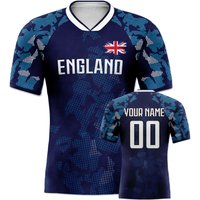 Custom England Soccer Jersey Personalized Name Number, National Team Football Shirt V-Neck Flag Design for Men Youth Women