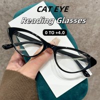 Luxus Trendy Runde Cat Eye Presbyopie Brille frauen Mode Straße Schießen Trend Hundert Gläser Anti-Blau Licht Brillen