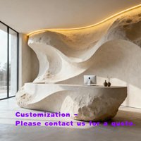 custom.Minimalist Curved Fiberglass Extendable Modern Front Desk Reception Counter Beauty Salon bar Cashier Counter Hotel Lobby