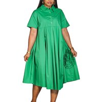 Mlaiscsr Fashion Office 3D Floral Shirt Dress Women Short Sleeve Lapel Spliced Pleated Shirt Dresses 2025 Summer African Robe