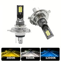 2Pcs H4/9003 6000K 3000K 12000K LED Headlight Car Fog Light Bulbs 9005 9006 Auto Driving Running Lamps 12000LM 80W 12V