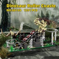 1291pcs Dinosaur Roller Coaster Building Blocks Educational Toy for Kids Bricks NO.66134 Model Unisex Colorful Creative Playset