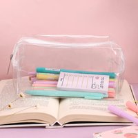 Clear PVC Transparent Pencil Case Large Capacity Zipper Stationery Bag Portable Makeup Cosmetic Pouch Back To School Supplies