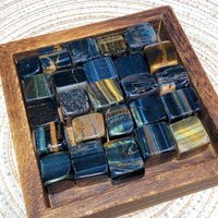 Natural Crystals Blue Tiger Eye Tumble Cube Healing Stone High Quality Home Decorations Room Decor Mineral Gift