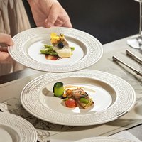 French relief steak dinner plate Deluxe sense light luxury household ceramic pasta plate plate kitchen cutlery