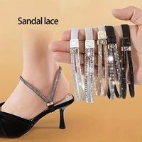 2pcs Elegant Rhinestone Women Diamond Shoelace No-Tie Shoelace for High Heels Non-Slip Elastic Straps Anti-drop Heel Straps Belt