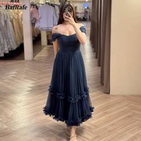 Bafftafe A Line Tulle Prom Dresses Customized Pleats Women's Special Occasion Party Dress Short Formal Birthday Evening Gowns