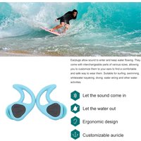 Swimming Ear Plugs for Adults, 3 Pairs Waterproof Reusable Silicone Swim Earplugs with Removable Cord,Perfect for Water Sports