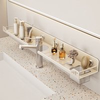 Suction Cup Bathroom Shelves Wall Mounted No-Drill U-Shaped Storage Rack Rustproof Removable Kitchen Floating Shelf Organizer