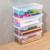 2pcs Large Capacity Transparent Pencil Box,Plastic Storage Organizer for Oil Pastels,Crayon, Markers-Portable Tension Mount Case
