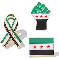 Syria Flag Brooch Syrian Ribbon Tie Pins Backpack Clothes Lapel Badge Charm Jewelry Accessories Gift For Women Men