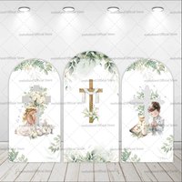 Mehofond Custom 2-Sided My Baptism God Bless Cross First Communion Party Baby Shower Cover Chiara Arch Background Decor Backdrop