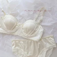 Exquisite Light Luxury Sexy Satin Underwear Thin Women's Summer Soft Steel Ring Half Cup Bra Set Bras for Women