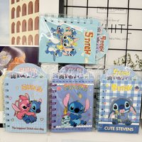 4pcs Stitch Angel Cartoon Spiral Notebook Set Cute Lined Journal for Students Fans Stationery