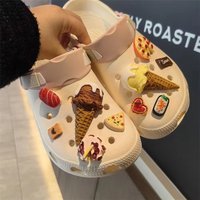 New Dessert 3D Simulation Ice Cream Charms Shoe Accessories DIY Detachable Pizza Cake Clogs Children's Sandals Buckle