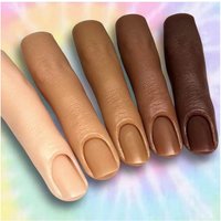 1Pcs Nail Art Training Hand Natural False Finger Nail Tips Manicure Wholesale Practice Model Nail Display Silicone Finger Makeup