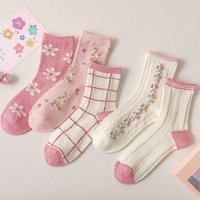 2023 spring and summer new socks female pink twisted tube socks sweet and small floral cute student socks kawaii socks