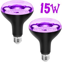 2Pack 15W Black Light Bulb E26/E27 for Glow in The Dark, 395nm, Flood Light for Halloween Christmas Party, Body Paint