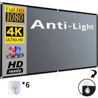 Anti Light Projection Screen with Edges 16:9 Reflective Curtain Multi-Size 60 130 Inches for Home Outdoor Office Projector