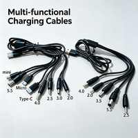 Universal USB to DC Multi-Tip Charging CableMicro USB/Type-C Multi-functional Power Cord for Router, LED, Camera