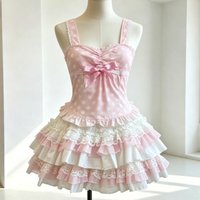 American Casual Summer Two Piece Suit Women Slim Fit Tank Top Ruffle Skirt Y2K Korean Beach Japanese Kawaii