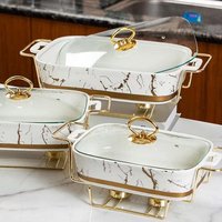 Rectangular amphora ceramic pot baking tray tableware light heat dry soup pot creative pot holder with candles