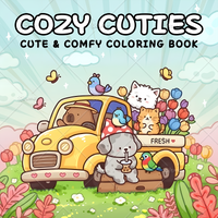 Cozy Cuties Coloring Book for Adults Bold & Easy Cute Patterns, Stress Relief Gift Birthday Party Favors, Fun DIY Drawing Book