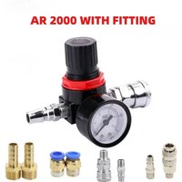 AR2000 G1/4'' with Fittings FRL Unit Air Control Compressor Pressure Relief Regulator Valve6mm 8mm 10mm 12mm