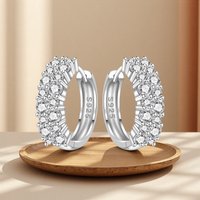 MISEFF S925 Sterling Silver Earring Sparkling Double Row Zircon Earrings Fashion Jewelry Mother's Day Gift