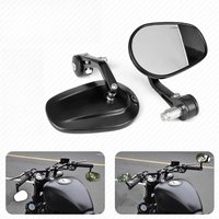 Left&Right Side Motorcycle 7/8in 22mm Handlebar End Side Rear View Mirrors Fit for Honda Kawasaki Yamaha Harley E-bike Universal