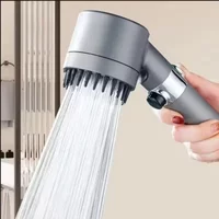 3-Mode Adjustable High Pressurized Filter Shower Head with Head Massage Brush Rain Faucet Bathroom Shower Accessories Supplies