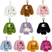 Cute Juju Rabbit Plush Keychain Flower Eye Bunny Kawaii Long Ears Bag Pendant Car Keyring Toy Gift for Girls