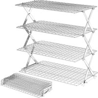 LMETJMA Cooling Rack 4 Tier Collapsible Cooling Rack Adjustable Stainless Steel Baking Rack Stackable Baking Cooking Racks
