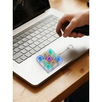 LED Keyboard Switch Fidget Keychain Toy, Transparent 9-Key Clicker Key Holder Toy , Light-Up Stress Relief Toy Bag Pendant