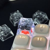 1 PC Handmade Drip-Glued Transparent Shell Paper Keycaps with Colorful Resin Cross Shaft Mechanical Keyboard Keycaps