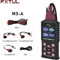 FXTUL M3‑A Outil de diagnostic professionnel pour moto, lecteur de codes OBD2, scanner, flux de données en direct, diagnostic multi-systèmes du moteur et de l'ABS, effacement des codes de défaut,