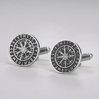 LIKGREAT Viking Rune Compass Cufflinks Stainless Steel Men's Elegant Accessories Norse Mythology Gift for Wedding Party Daily
