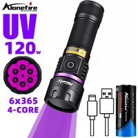 120W 365nm UV Flashlight 6Light Ultra Violet Black Light Ink Dryer Money Fluorescer Cat Dog Urine Tinea Ore Money Detector SV116