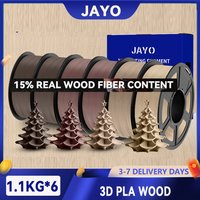 JAYO 6 Rollen 3D-Holz-PLA-Drucker-Filament 1,75 mm 10-15 % echte Holzfaser & Umweltschutz HOLZ Passend für die meisten FDM-3D-Drucker